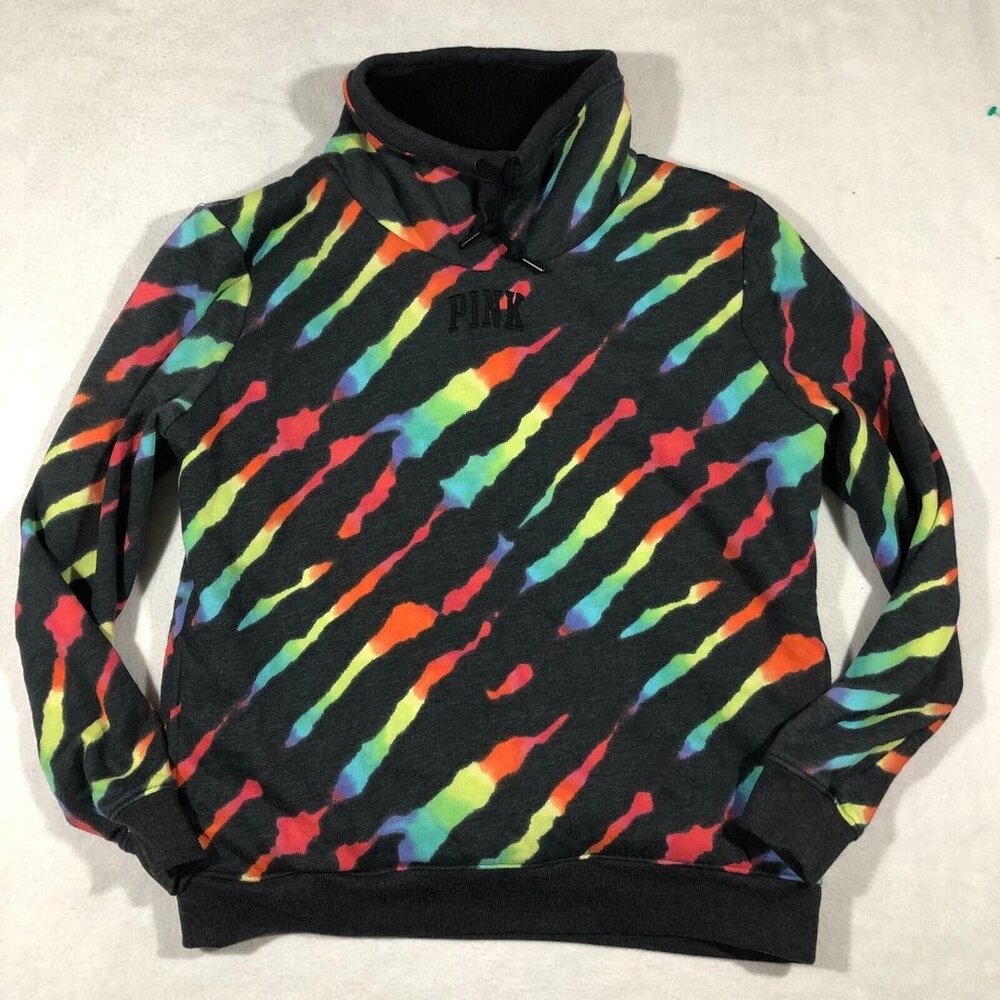 VS PINK Sweatshirt Womens Small Pullover Fleece Lined Rainbow Victoria's Secret